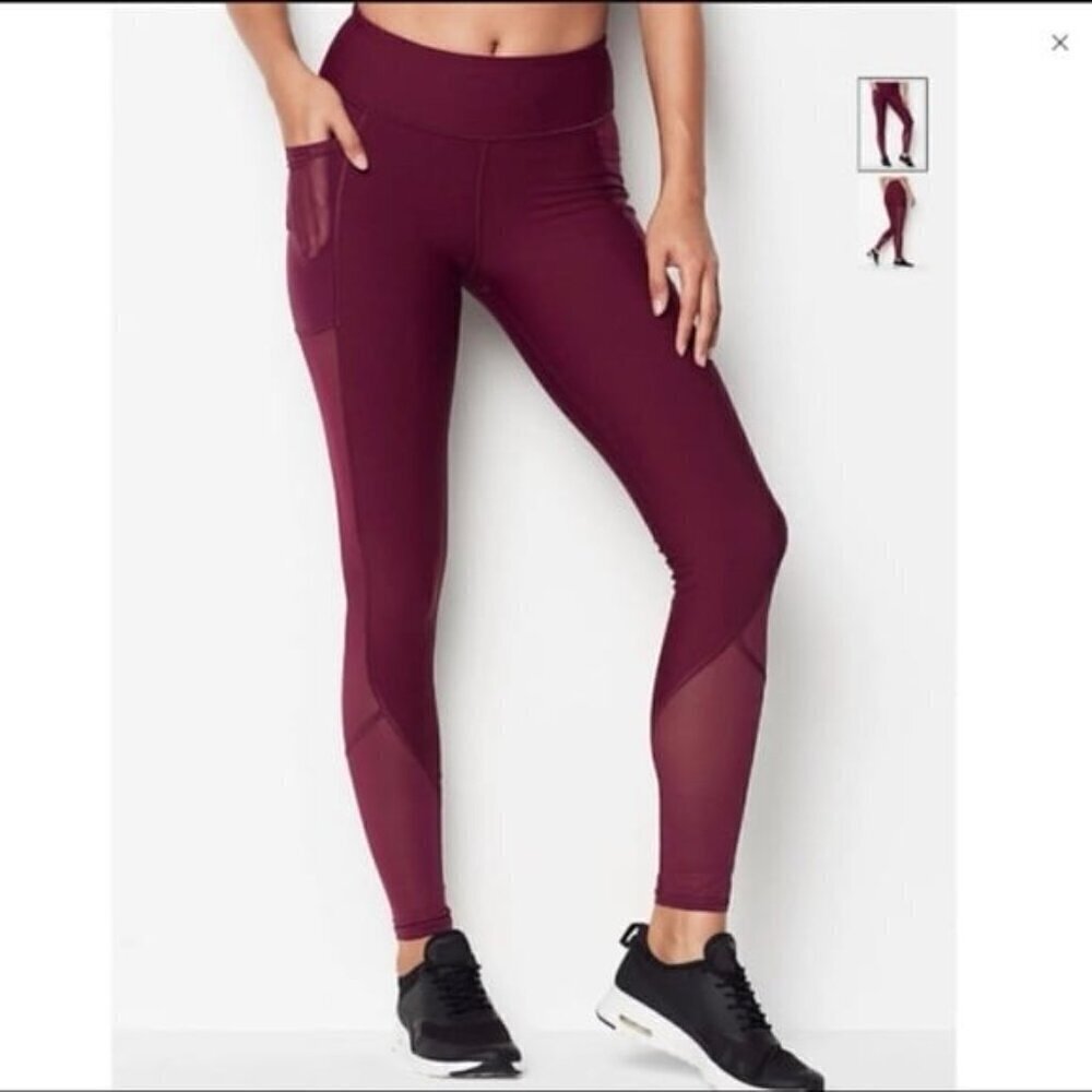 Victoria Sport Stretch Mesh Panel Knockout Leggings Size Medium